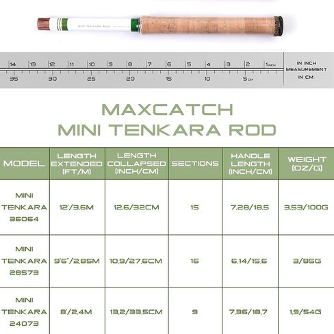 Mini Tenkara Fly Fishing Rod with Extra Tip Section 12ft, 9ft6 in Saudi Arabia