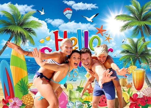 Summer Hawaiian Beach Backdrop 7x5FT Hello Summer Banner Summer Beach Pool Party Background for Photography Tropical Beach Hawaiian Party Decorations Photo Props in Saudi Arabia