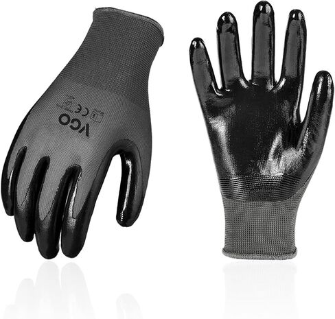 Vgo... 15-Pairs Safety Work Gloves, Gardening Gloves, Polyurethane Coated, Dipping Gloves, Latex Free (Size L, Yellow, PU2103) in Saudi Arabia