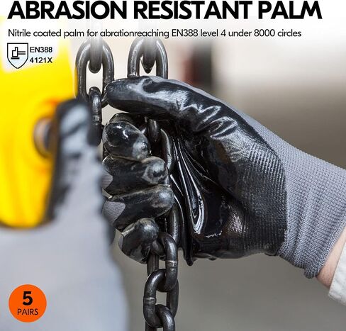 Vgo... 15-Pairs Safety Work Gloves, Gardening Gloves, Polyurethane Coated, Dipping Gloves, Latex Free (Size L, Yellow, PU2103) in Saudi Arabia
