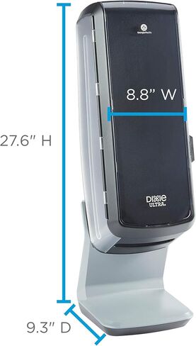 موزع مناديل Dixie Ultra Tower Interfold من GP PRO (جورجيا والمحيط الهادئ)، أسود، 54550A، يحمل 1000 منديل، 8.800 بوصة طول × 9.300 بوصة عرض × 27.600 بوصة ارتفاع in Kuwait