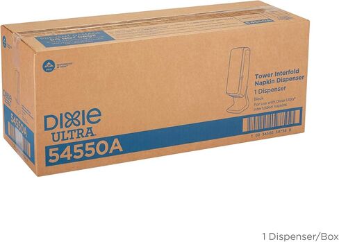 موزع مناديل Dixie Ultra Tower Interfold من GP PRO (جورجيا والمحيط الهادئ)، أسود، 54550A، يحمل 1000 منديل، 8.800 بوصة طول × 9.300 بوصة عرض × 27.600 بوصة ارتفاع in Kuwait