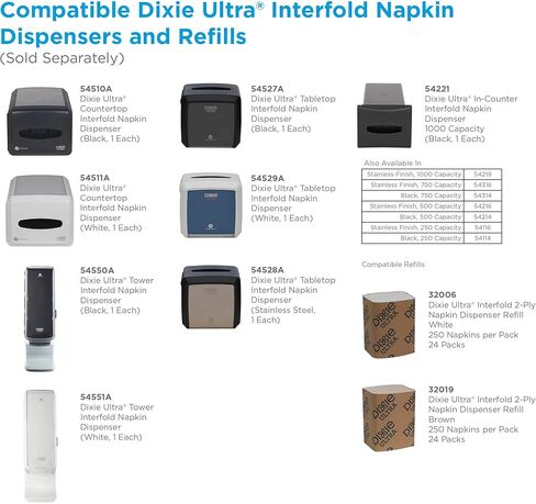 موزع مناديل Dixie Ultra Tower Interfold من GP PRO (جورجيا والمحيط الهادئ)، أسود، 54550A، يحمل 1000 منديل، 8.800 بوصة طول × 9.300 بوصة عرض × 27.600 بوصة ارتفاع in Kuwait