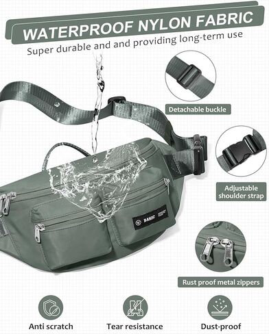 حقيبة فاني للرجال والنساء، حقيبة خصر تمر بالجسم، حقيبة حزام للسفر والمشي والمشي لمسافات طويلة وركوب الدراجات، سهلة حمل أي هاتف، محفظة (أبيض فاتح) in Kuwait