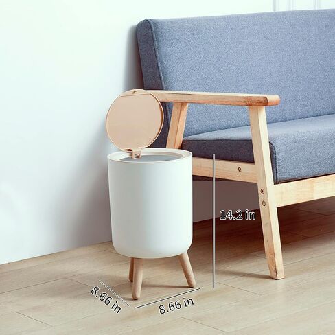 Bathroom Trash Can with Lid,1.8 Gallon Modern Office Trash Can Boho Bedroom Garbage Can Waste Basket with Push Top,Nordic Small Trash Bin for Living Room, Toilet, Nursery,Dog Proof Trash Can, White in Saudi Arabia