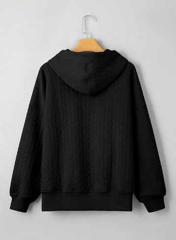 AlvaQ Womens Oversized Hoodies Fall Winter Casual Quilted Long Sleeve Drawstring Hooded Pocketed Sweatshirts Pullover Top in Saudi Arabia