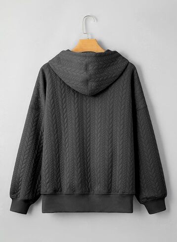 AlvaQ Womens Oversized Hoodies Fall Winter Casual Quilted Long Sleeve Drawstring Hooded Pocketed Sweatshirts Pullover Top in Saudi Arabia