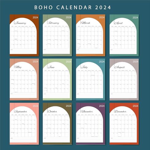 2024 Wall Calendar, 12" X 17", 12 Monthly Calendar from Jan 2024 till Dec 2024, Spiral Bound for Office, Home, Family,Business, School Appointment Planning in Saudi Arabia