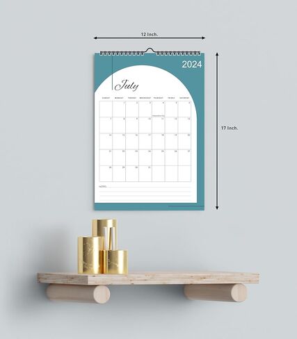 2024 Wall Calendar, 12" X 17", 12 Monthly Calendar from Jan 2024 till Dec 2024, Spiral Bound for Office, Home, Family,Business, School Appointment Planning in Saudi Arabia