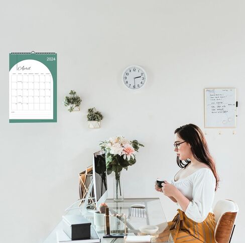 2024 Wall Calendar, 12" X 17", 12 Monthly Calendar from Jan 2024 till Dec 2024, Spiral Bound for Office, Home, Family,Business, School Appointment Planning in Saudi Arabia