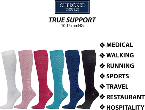 Cherokee TrueSupport Women 10-15 mmHg 1 single pair pack Compression Sock, Regular, Midnight in Saudi Arabia
