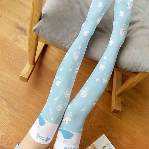 Women Lolita Kawaii Thigh High Stockings Cartoon Rabbit Jellyfish Anime Socks,2 in Saudi Arabia