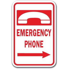 SignMission Emergency Phone w/Right Arrow 12" x 18" Heavy Gauge Aluminum Signs, White