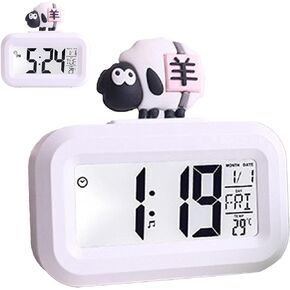Electronic Clock, Cute Cartoon Multifunction Full Color Display Alarm Clock, LED Screen Desktop Electronic Alarm, Data Time Calendar Temperature Clock for Children Bedside Home Office(Pink Piggy)