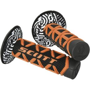 219626-1008 Orange/Black One Size Diamond Motorcycle Grips with Donuts