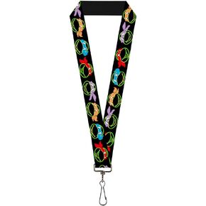 Buckle Down Lanyard-1.0"-Classic TMNT Electric Expressions Black/MUL