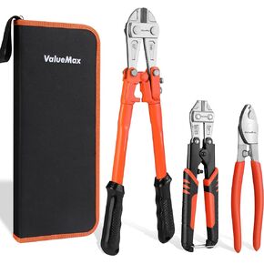 ValueMax Bolt Cutter Pliers Set, 3-Piece Heavy Duty Bolt Cutters, 14" Bolt Cutter and Mini 8" Bolt Cutter, 8" Cable Cutter with Carrying Bag for Cutting Locks, Steel Wire, Barbed Wire, Chains
