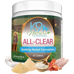 All-Clear - Allergy Supplement for Dogs - 45 Chews - Soothing Herbal Formula with Natural Ingredients - Support for Pet’s Seasonal Allergies & Itching - for All Breeds
