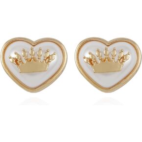 Juicy Couture Goldtone Crown Logo and Imitation Pearl Heart Stud Earrings