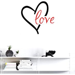 BIBITIME 16.93" x 16.93" Purple Heart Love Wall Vinyl Decal Sticker for Couple Wife Girlfriend Bedroom Nursery Decor Home Art PVC Murals