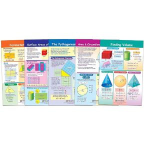 NewPath Learning Perimeter, Circumference, Area & Volume Bulletin Board Charts, Set/5 - Laminated, Double-Sided, Full-Color, 12" x 18" (93-6506)
