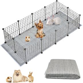 kathson 3 Pcs Rabbit Cage Liners Washable 31"x47" Reusable Guinea Pig Cage Liner Soft Bunny Floor Mat Non-Slip Rabbit Rug Super Absorbent Bunny Carpet for Hamsters Ferrets All Small Animals