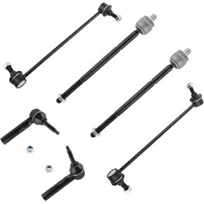 6Pcs Front Inner Outer Tie Rods End Links + Stabilizer Sway Bar Kit Fit For Chrysler Town & Country For Chrysler Voyager For Dodge Caravan For Dodge Grand Caravan 2001-2007 K7258 EV405 ES3537