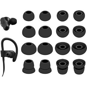 8 Pairs Silicone Ear Tips Compatible with Powerbeats 3 2 1, 4 Size Rubber Replacement Eartips Earbuds Gel Wing Skin Accessories Compatible with Skullcandy in-Ear Earbuds - 4.5mm Black