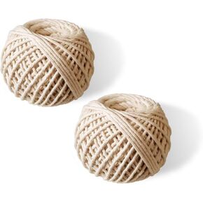 Butcher's Cooking and Kitchen Twine. Food Grade White String for Meat Trussing, Gardening and Crafts. 2 Pack, 370 Feet