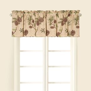 C&F Home Woodland Retreat Window Valance 16" x 72" Treatment Curtain Pinecone Decor Decoration Cabin Rustic Lodge Brown Green Cotton for Living Room Kitchen Valance Beige