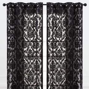 Chanasya Premium Devore Sheer Grommet Curtains - Classy, Light Filtering Drapes for Living Room or Bedroom - 52" x 84" - Black, 2 Panels