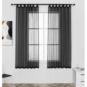 White Sheer Curtains Tab Top for Living Room Semi Sheer Privacy Curtains Light Glare Filtering for Bedroom Dining Office Window, 52 inches Wide x 63 inches Long, 2 Panels, White