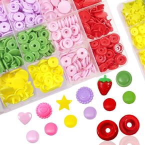 TOAOB 142 Sets 6 Styles Plastic Snap Button Fasteners No Sew Snap Fasteners Mixed Shapes Snaps Button Replacement for Clothing Sewing Rain Coat and Crafting