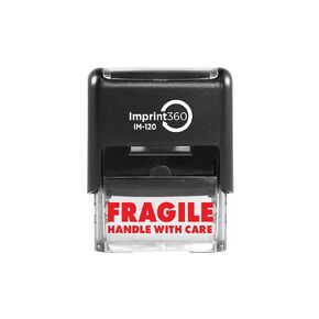 Imprint 360 AS-IMP1024 - FRAGILE HANDLE with CARE, Heavy Duty Commerical Quality Self-Inking Rubber Stamp, Red Ink, 9/16" x 1-1/2" Impression Size, Laser Engraved for Clean, Precise Imprints