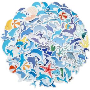100 Pack Dolphin Stickers, Dolphin Party Favors, Birthday Decorations