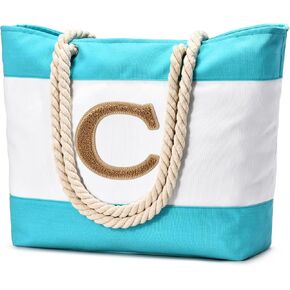 هدايا شخصية من بيكوكان للنساء، حقيبة شاطئ قماشية كبيرة أولية، حقيبة حمل كبيرة على الشاطئ، هدايا عيد ميلاد للشاطئ لأصدقائها وأمها وأختها in Kuwait