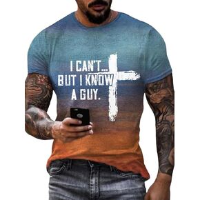 تي شيرت I Can't But I Know a Guy Jesus للرجال، تي شيرتات مسيحية مضحكة للرجال، بلايز بأكمام قصيرة، مقاس XX-Large