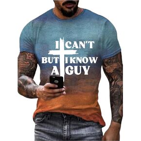 I Can't but I Know a Guy Jesus T-Shirt for Men Funny Christian T-Shirts for Men Short Sleeve Tops, XX-Large