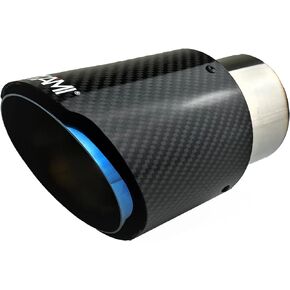 NETAMI 3" inch Inlet to 4" Outlet Carbon Fiber Exhaust Tip Stainless Steel Blue