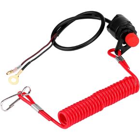 Engine Stop Switch, Motorcycle Emergency Engine Kill Switch with Flexible Tether Lanyard Cord for Lawn Mowers Outboard ATV Motorbike