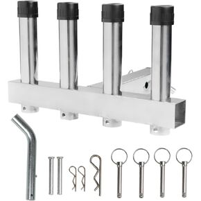 4 حامل قضيب صيد من الفولاذ المقاوم للصدأ لأجهزة استقبال وصلة 2 بوصة مع دبوس سريع التحرير، حامل قضيب تثبيت زاوية قابل للتعديل للشاحنات وسيارات الدفع الرباعي وسيارات الجيب (الفولاذ المقاوم للصدأ، مجموعة واحدة) in Kuwait