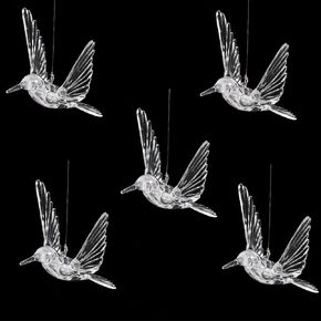 5Pcs Acrylic Birds Decorative Ceiling Hanging Ornaments Clear Hummingbird Christmas Ornaments Stage Wedding Decoration Home Decoration