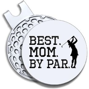 Best Mom by Par Golf Ball Marker with Magnetic Hat Clip, Funny Golf Gift for Woman