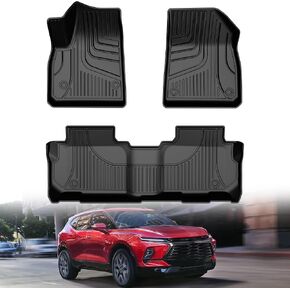 سجادات أرضية متوافقة مع 2019 2020 2021 2022 2023 2024 سجادات أرضية السيارات شيفروليه بليزر TPE لحماية جميع الأحوال الجوية من تشيفي بليزر تتضمن بطانة الصف الأمامي والخلفي باللون الأسود in Kuwait
