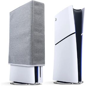 Dust Cover for PS5 Slim Dust Protector Custom Designed for Playstation 5 Slim Console Disc Edition & Digital Edition with Thick Cotton Precision Cut Easy Access Cable Port(Vertical Position)