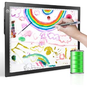 LooEooDoo Rechargeable A4 Light Drawing Board, Lithium Battery Powered Light Pad, Adjustable Brightness LED Tracing Light up Box Ideal for Diamond Art, Weeding Vinyl, Viewing Slides, Stenciling
