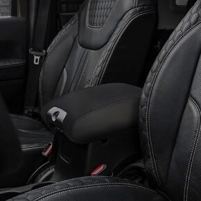 Center Console Armrest Cover for Jeep Wrangler JK 2011 2012 2013 2014 2015 2016 2017 Accessories Leather Arm Rest Box Lid Cover Scratch Prevention Protector(Black Stitches)