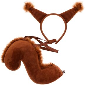 Animal Squirrel Costume Set, Squirrel Ears and Tail Set with Squirrel Headband Squirrel Tail for Animal Costume Cosplay Birthday Party Accessories Halloween Fancy Dress Party Supplies