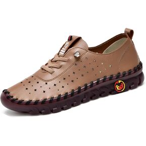 JishinGal Flat Shoes for Women Summer Breathable Walking Casual Shoes Round Roe Comfort Slip-on Loafers