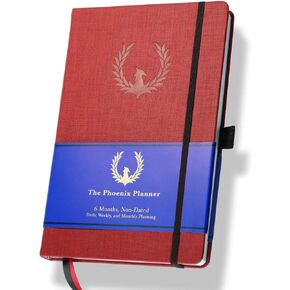 The Phoenix Planner - Best Daily Calendar and Agenda for Goal Setting, Boost Happiness and Productivity - Gratitude Journal, Habit Tracker, Quarterly Business Planner - 6 Months, Undated (Charcoal)